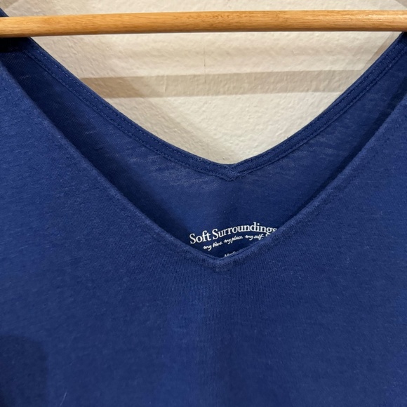 Soft Surroundings Women's Casual V-Neck Dress Blue MD - Picture 3 of 5